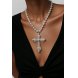 Foto 1: Colar P�rolas com Pingente de Cruz Elegante