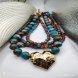 Foto 2: Colar Cora��o Dourado com Contas Mescladas Turquesa e Terracota